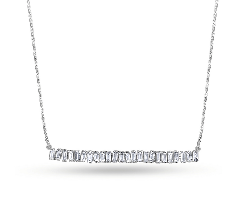 Love Diamond Long Bar Necklace - White Gold
