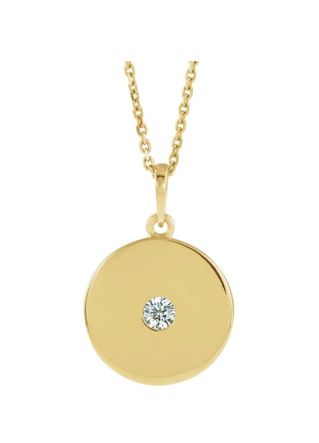 Sphere Round Diamond Disc Necklace