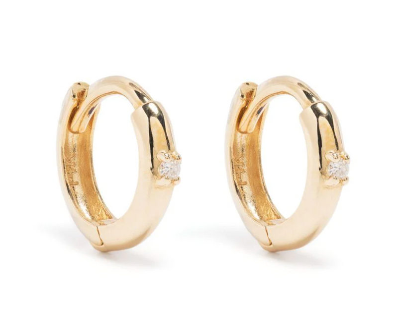 Dainty diamond 2025 hoop earrings
