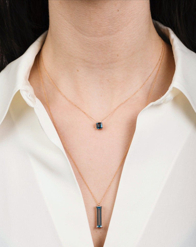 Elizabeth Swiss Blue Topaz Pendant Necklace