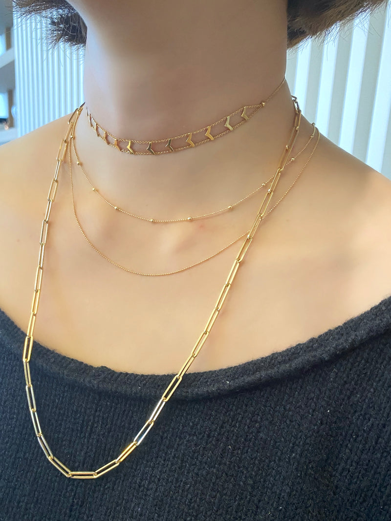 Distinct Gold Chevron Choker Pendant Necklace