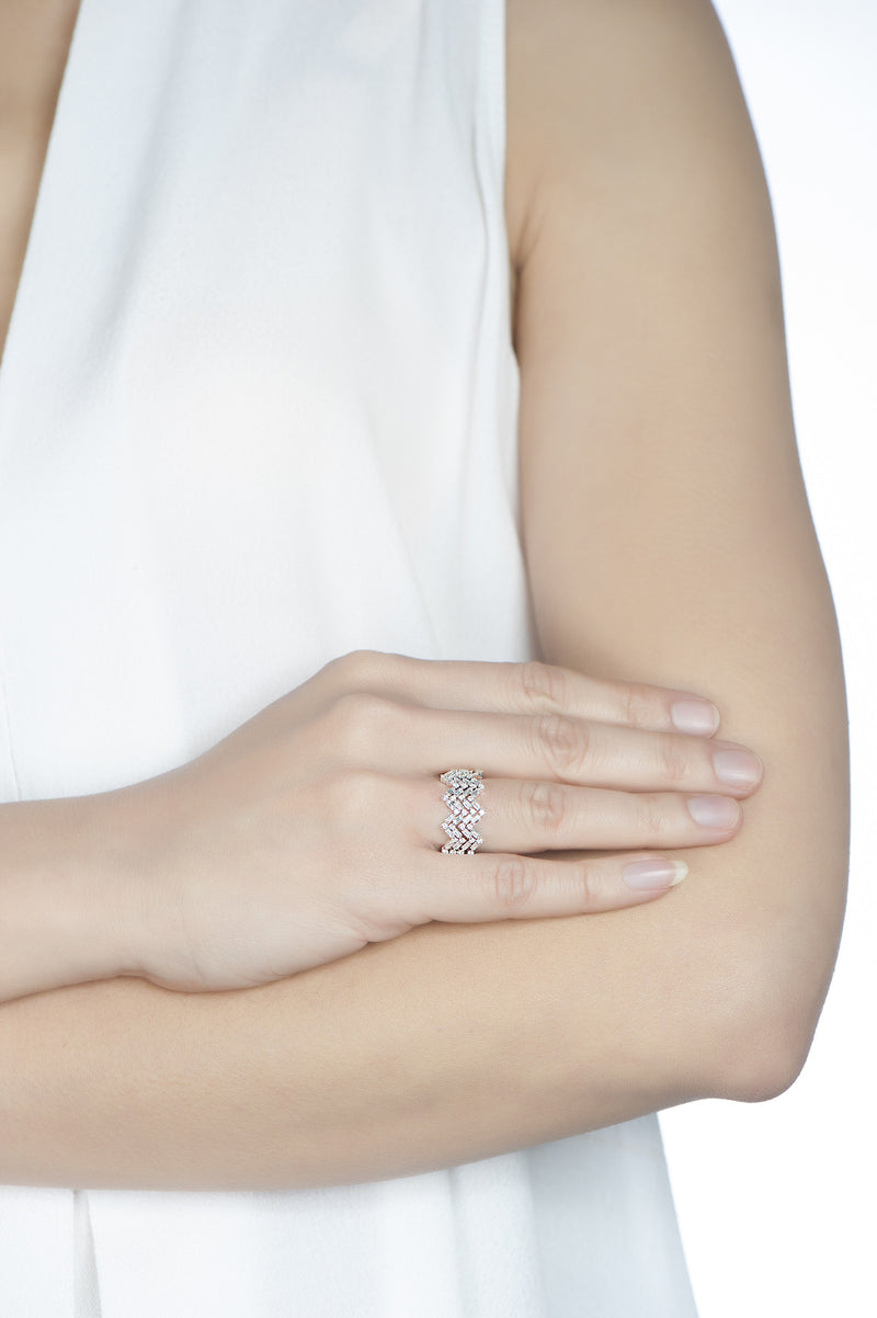 Happiness Baguette Stack Ring - Diamonds