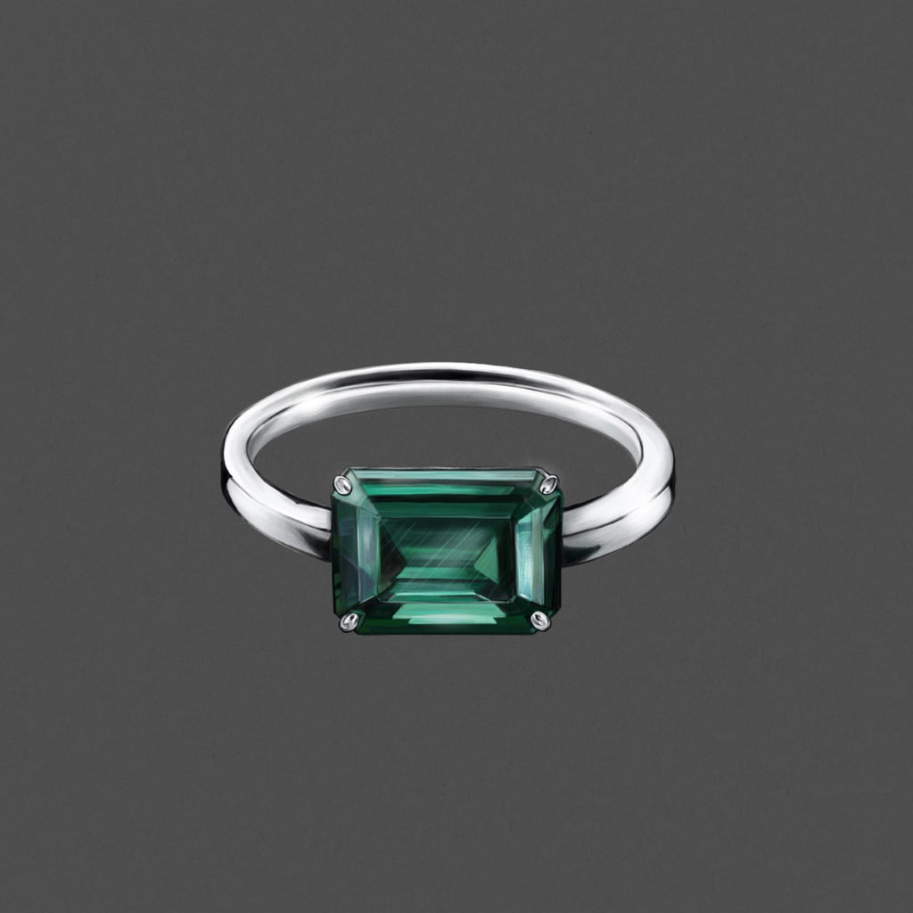 Tourmaline emerald hot sale cut ring